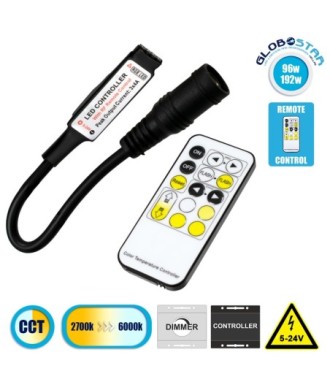 GloboStar® 73354 Ασύρματο LED CCT Controller με Χειριστήριο RF 2.4Ghz DC 5-24V Max 192W